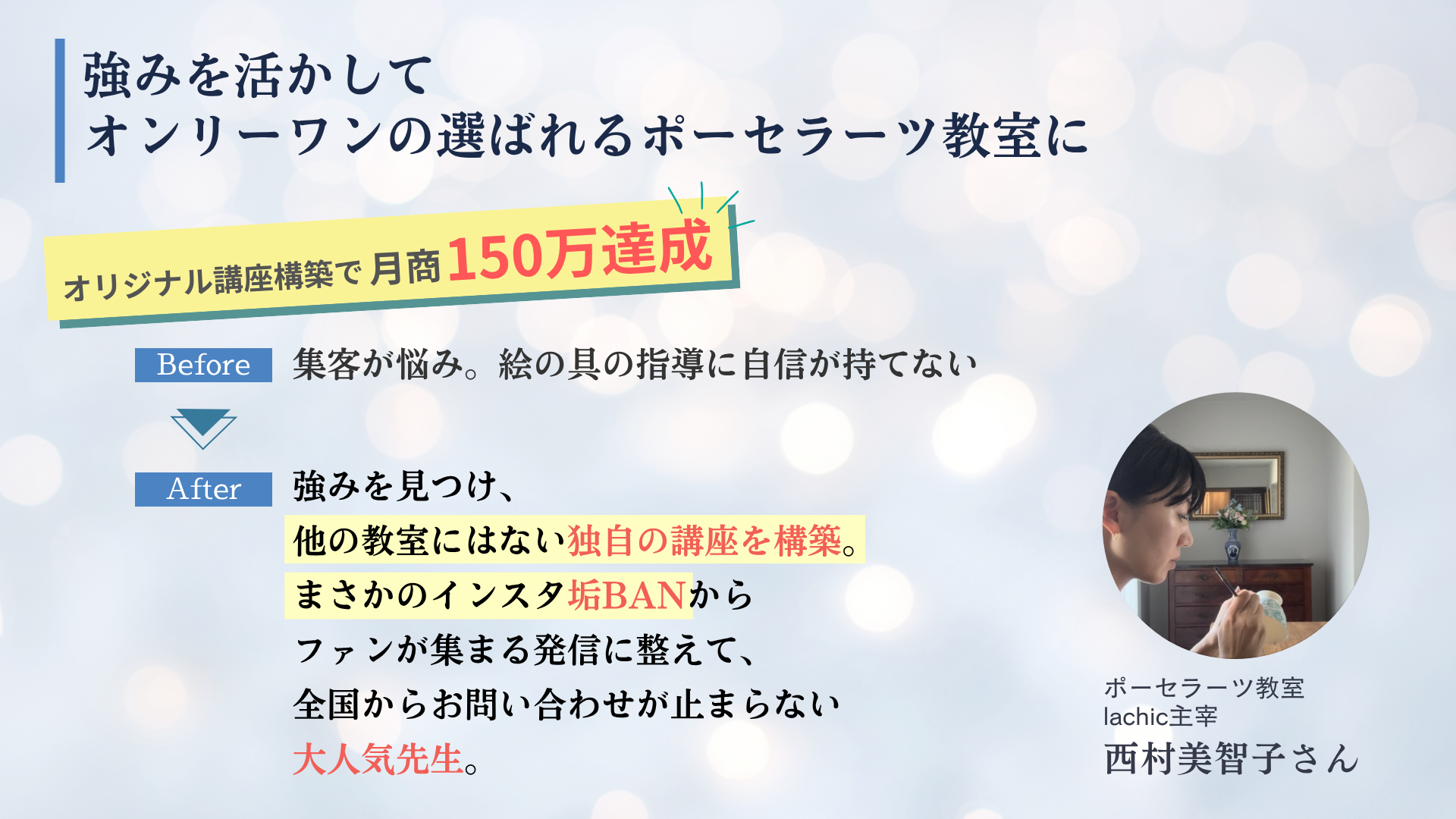 西村美智子さんの実績